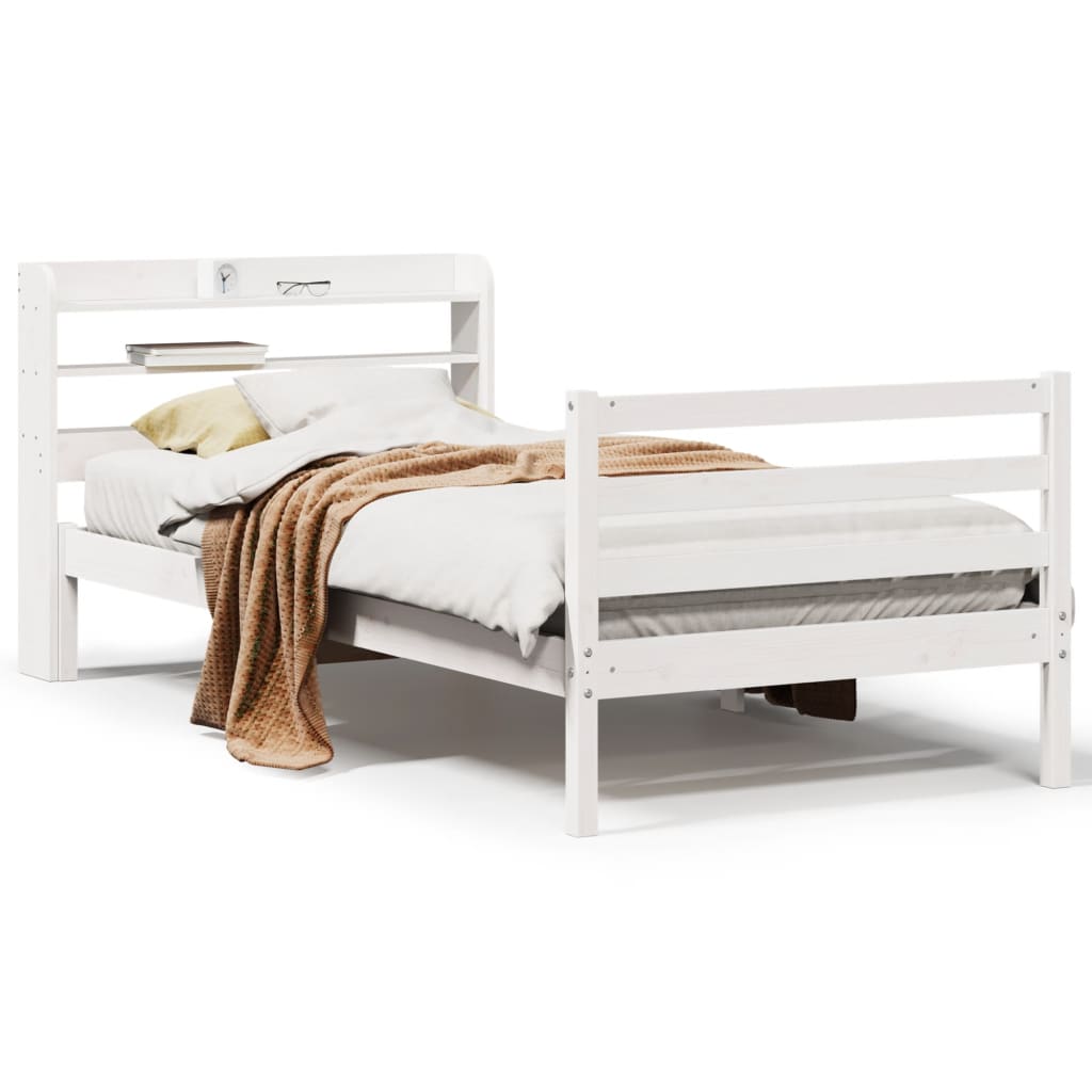 Bed Frame with Headboard without Mattress White 100x200 cm